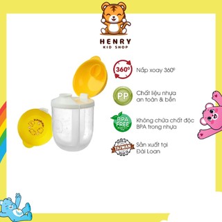 Hộp chia sữa 3 ngăn piyo piyo xem được mức sữa bên trong, nắp xoay có phễu ngăn đổ sữa