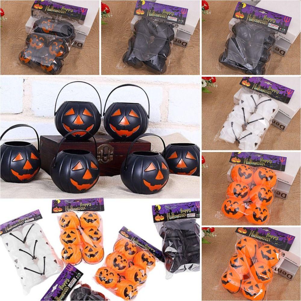 Bộ 6 Xô Đựng Kẹo Bằng Nhựa Mini Hình Quả Bí Ngô Halloween
