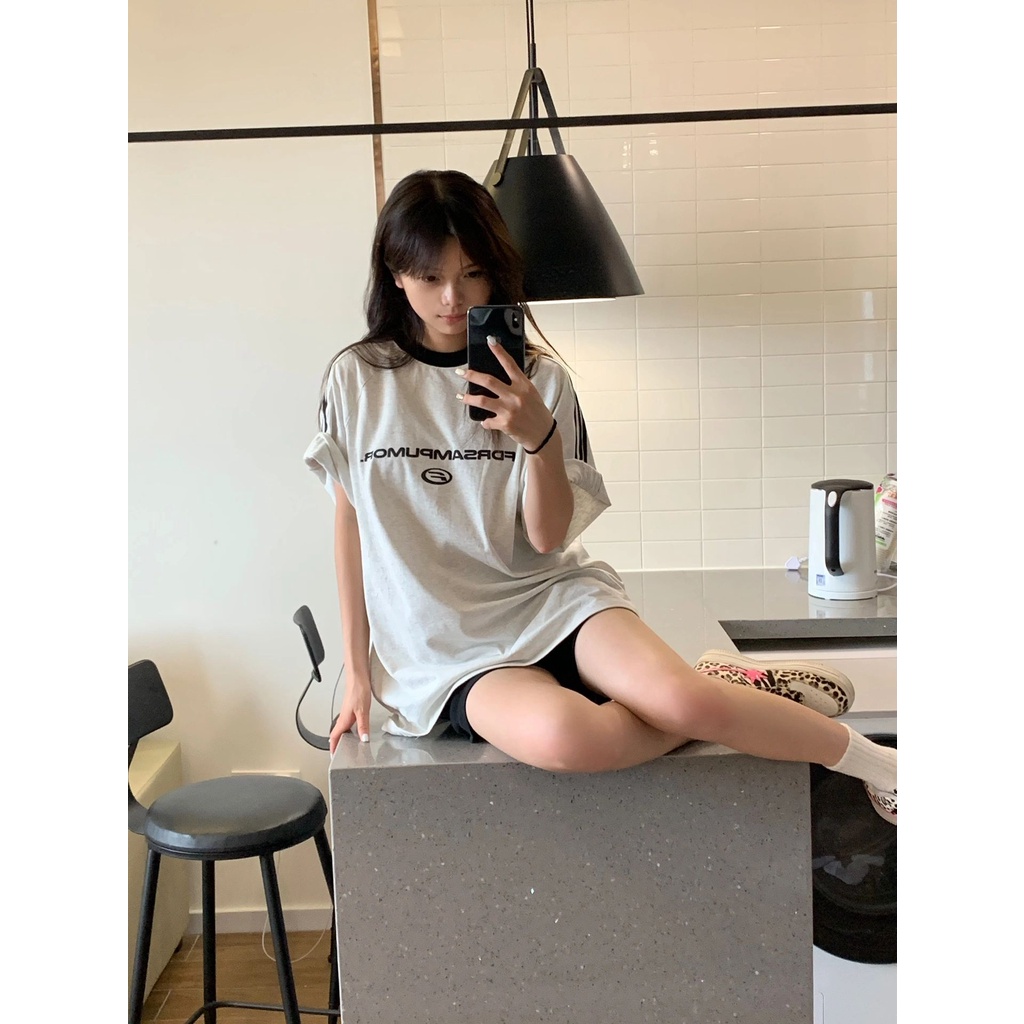 Áo Thun 100% Cotton Tay Ngắn Dáng Rộng Thời Trang Hàn Quốc Cho Nữ