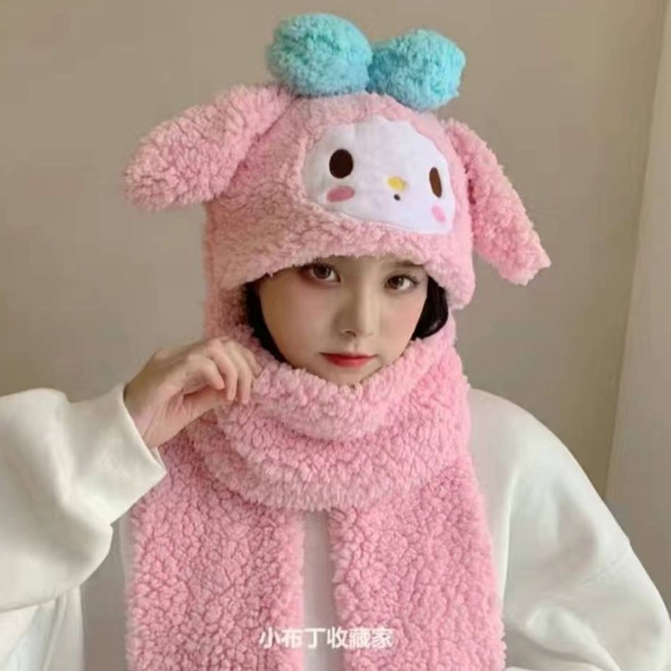 Mũ Len Kèm Khăn Choàng Cổ Và Găng Tay Hình Gấu / Dâu Tây Dễ Thương Cho Bé