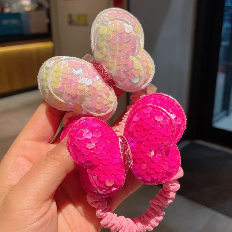 Dây Cột Tóc Đính Nơ Kim Sa Lấp Lánh Dễ Thương Cho Bé Gái