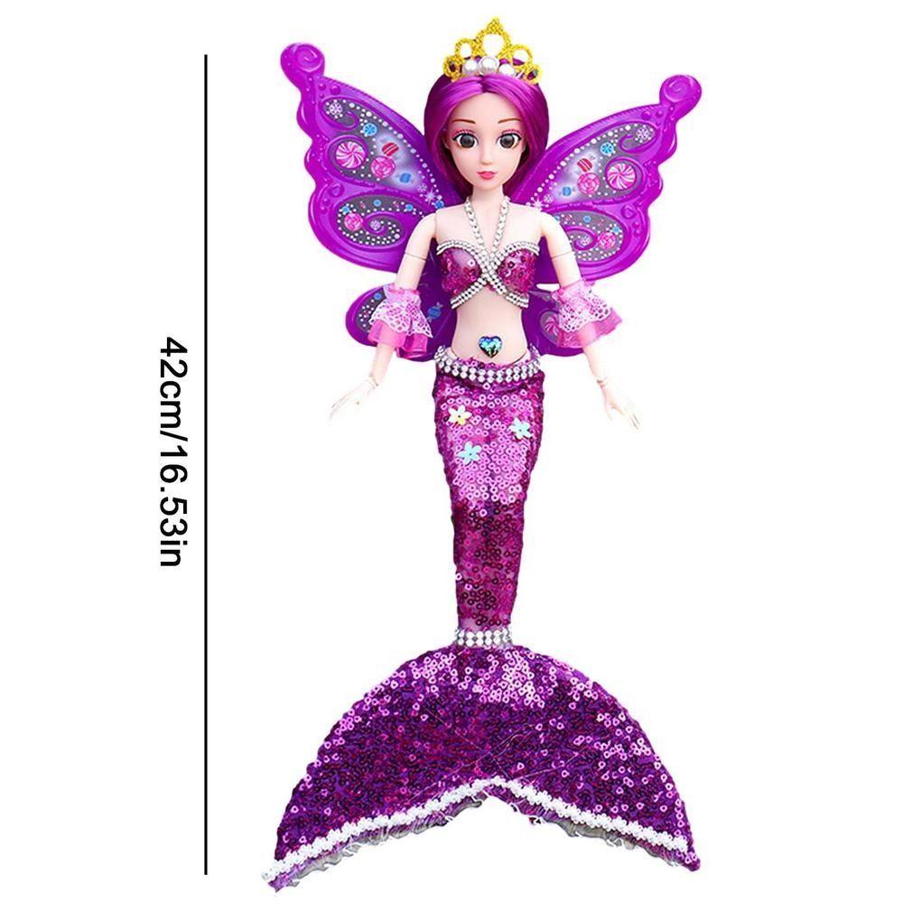 Daron1 Búp Bê Mặc Váy Đuôi Cá Đính Kim Sa Thân Thiện Với Môi Trường diy Với Môi Trường Có Cánh Nhiều Màu Lựa Chọn Cho Bé Gái