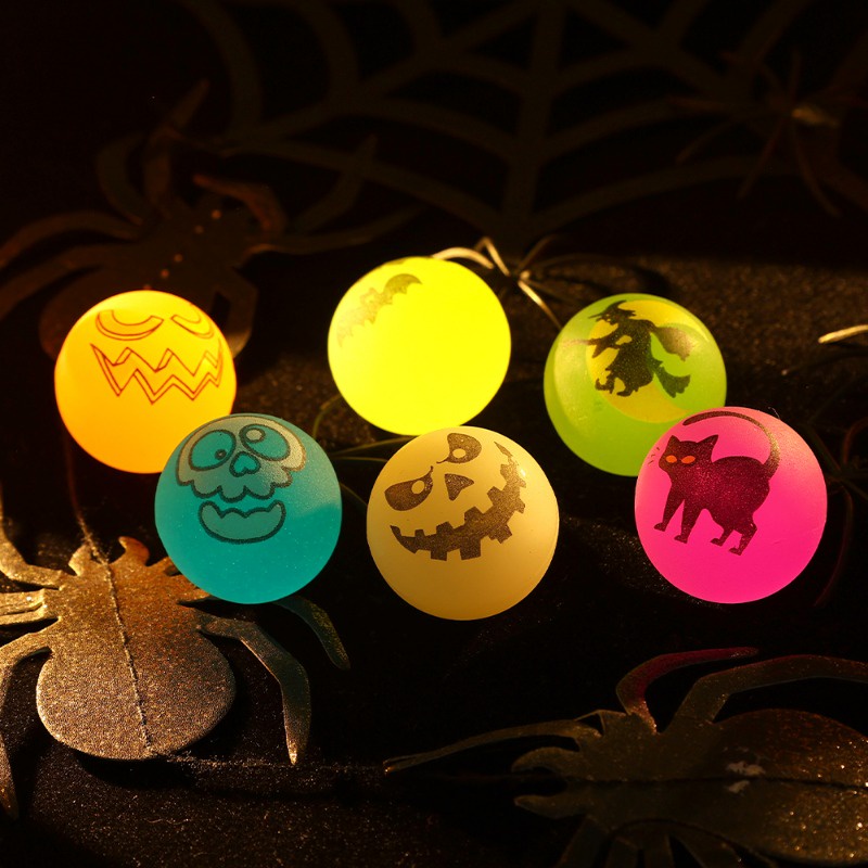 Bóng Nảy Phát Sáng 32mm Họa Tiết Mèo Ma / Dơi Đáng Sợ Trang Trí Halloween