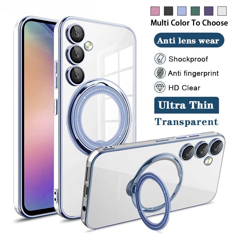 Ốp Điện Thoại TPU Mềm Trong Suốt Chống Sốc Có Nhẫn Đỡ Từ Tính Cho Samsung Galaxy A54 A34 A24 A23 A14 4G 5G LTE 2023
