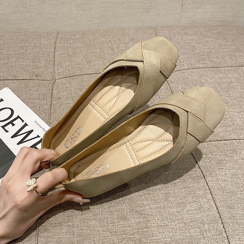 Prowow❤Giày Búp Bê Da Mềm Đế Bằng Thời Trang Cho Nữ