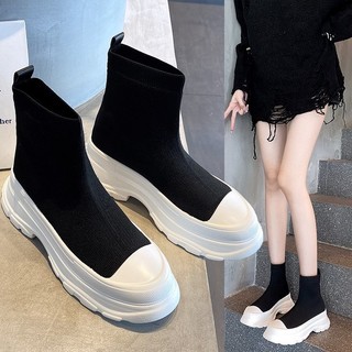 Giày Bốt Nữ Đế Dày Mũi Tròn Size 35-40