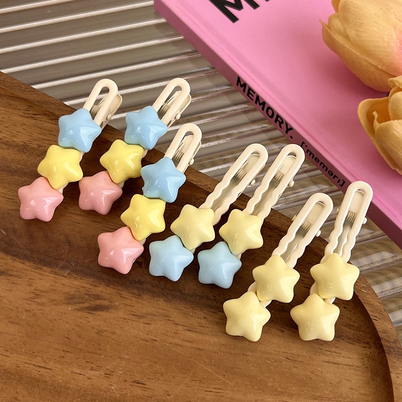 Kẹp Tóc Hình Ngôi Sao Màu Kem Y2K Phong Cách Hàn Quốc Ngọt Ngào Cho Nữ