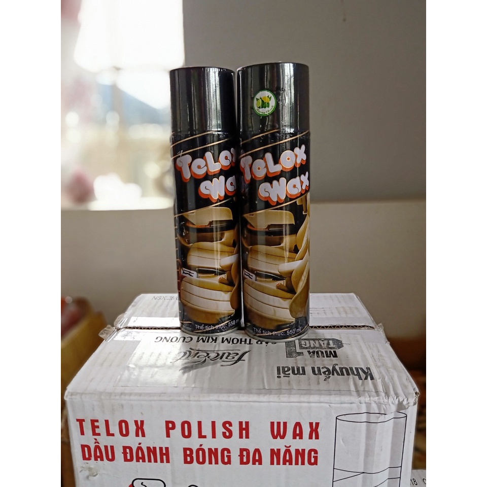 Chai xịt làm bóng da, dưỡng nhựa Telox Wax 550ml vệ sinh nội thất đa năng DoChoiXeMay