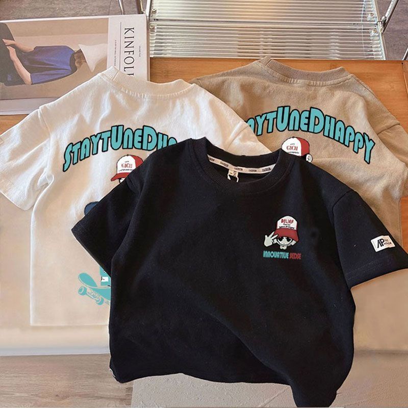 Áo phông bé trai   100% cotton tay ngắn áo phông mỏng phong cách hàn quốc đôi in thời trang hàng đầu bé trai bé trai mặc quần áo baju budak lelaki