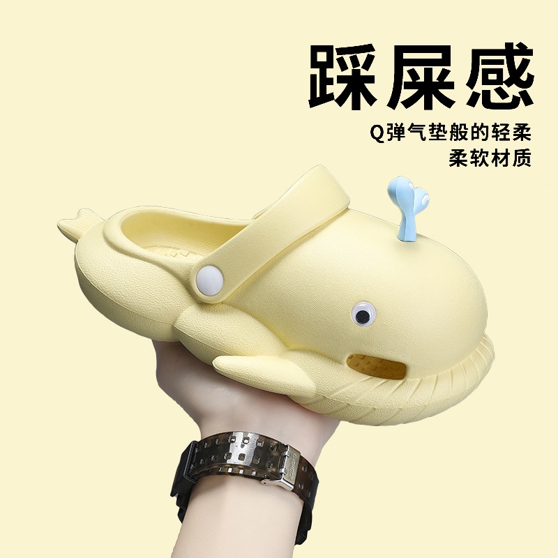 Chống trượt chống bẩn tăng chiều cao Sandals phim hoạt hình dễ thương cá voi in mùa hè thời trang mới