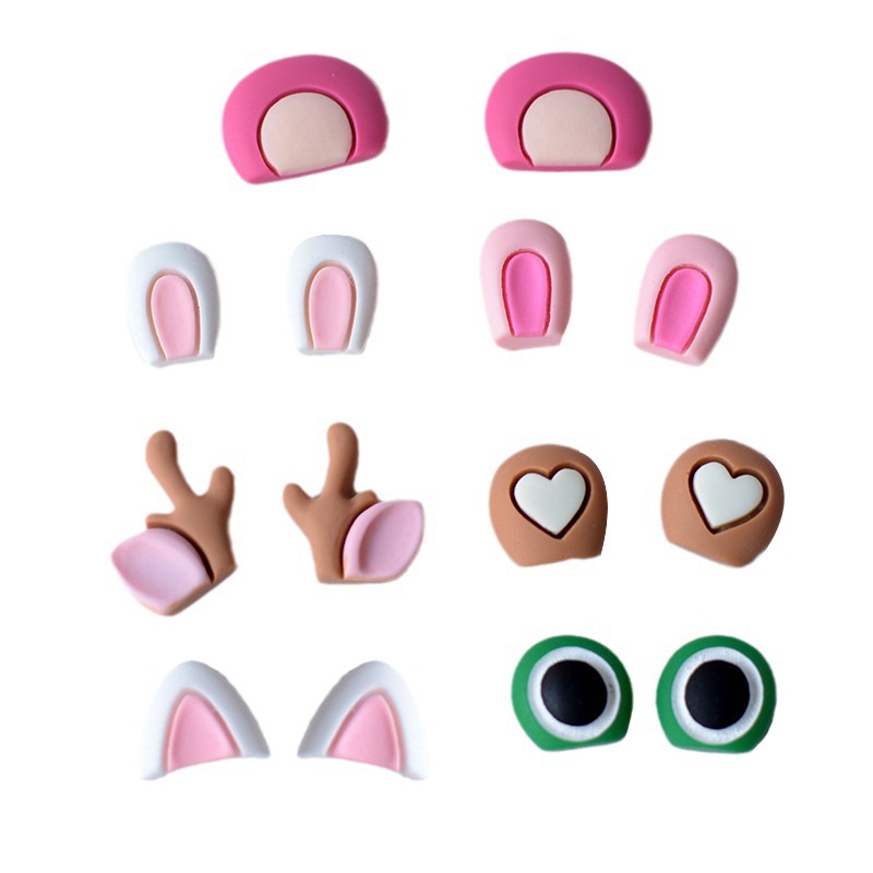Set 2 Khóa Giày DIY Hình Tai Thỏ / Ếch / Gấu / Mèo Dễ Thương Trang Trí Giày