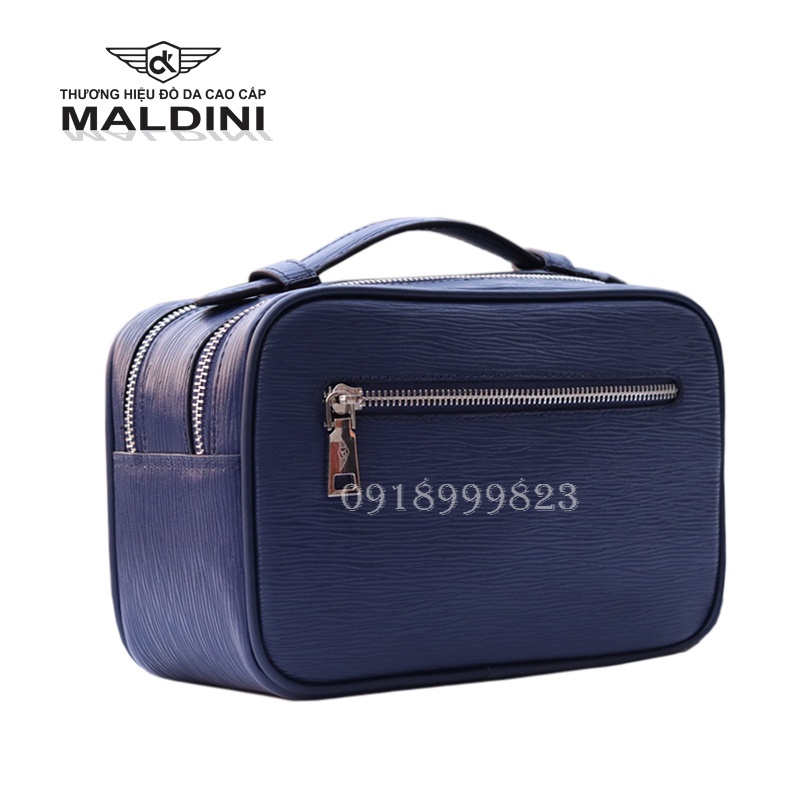 Túi cầm tay đựng dụng cụ chơi golf nam nữ Maldini da thật, khóa an toàn