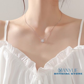 Dây chuyền MANYUE mạ bạc 925 mặt hoa tuyết đính đá sang trọng