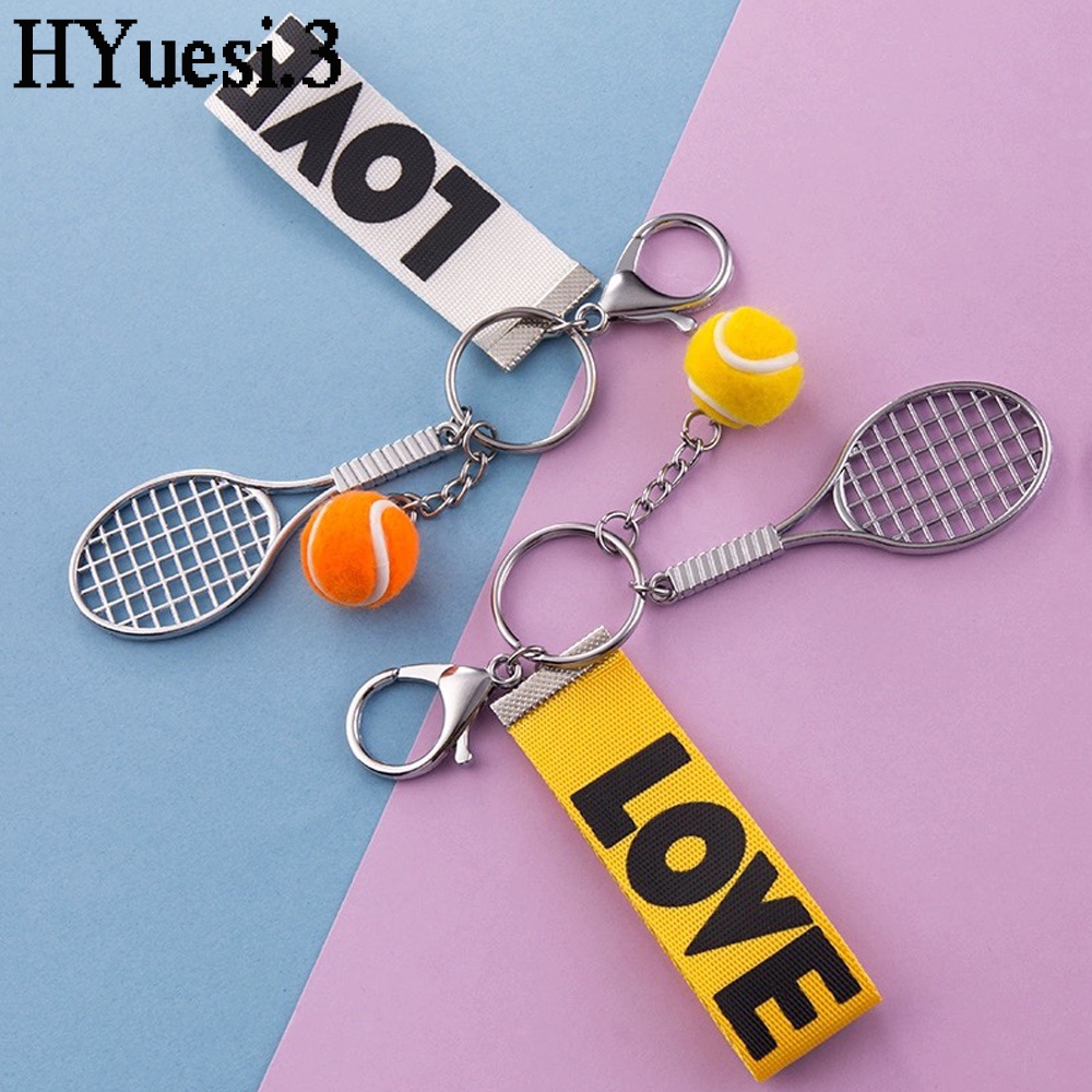 Móc Khóa Thể Thao Mini Hình Vợt Cầu Lông / Tennis Có Móc Khóa Họa Tiết Trái Tim Trang Trí Ba Lô Cho Học Sinh