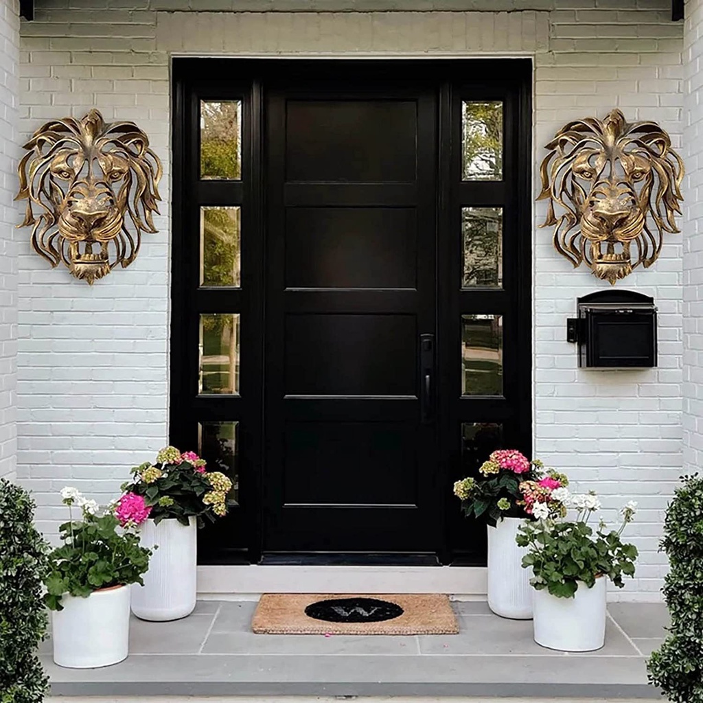 Đầu Sư Tử Bằng Nhựa Resin Màu Vàng Sang Trọng Treo Tường Trang Trí Phòng Ngủ / Nhà Bếp