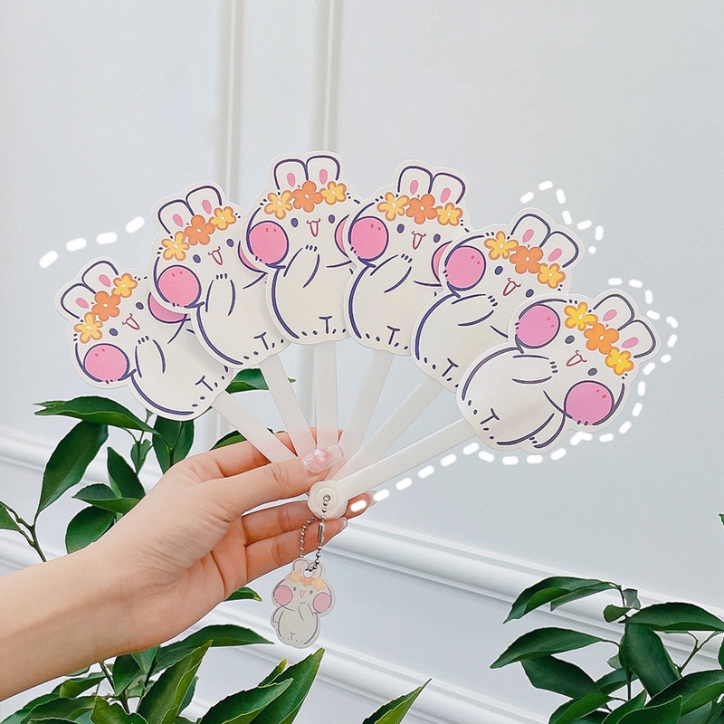 Quạt Xếp mini Hình Thỏ Hoạt Hình Dễ Thương