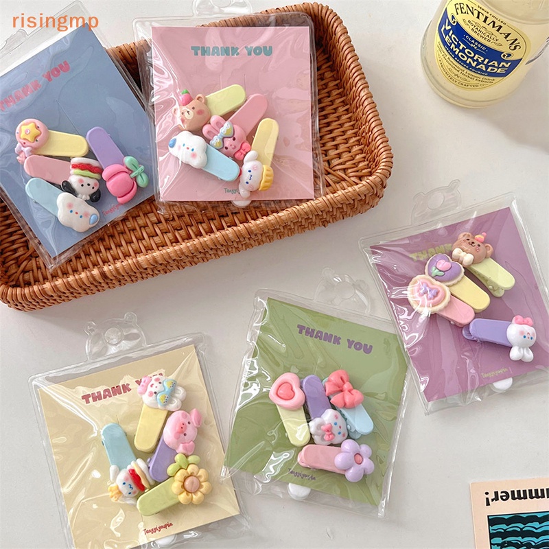 Set 4 Kẹp Tóc Hình Nơ / Gấu / Thỏ / Trái Tim Dễ Thương Thời Trang Cho Nữ