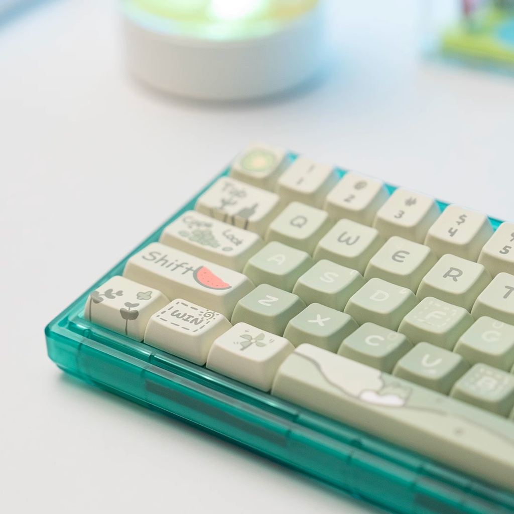 Ếch Nhỏ Keycaps MDA Profile Hoạt Hình Chủ Đề Mùa Hè PBT Dye Sub Bàn Phím Cơ Keycap
