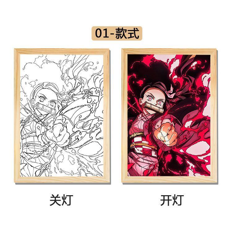 Khung Ảnh Đèn LED Hoạ Tiết Demon Slayer Độc Đáo Sáng Tạo