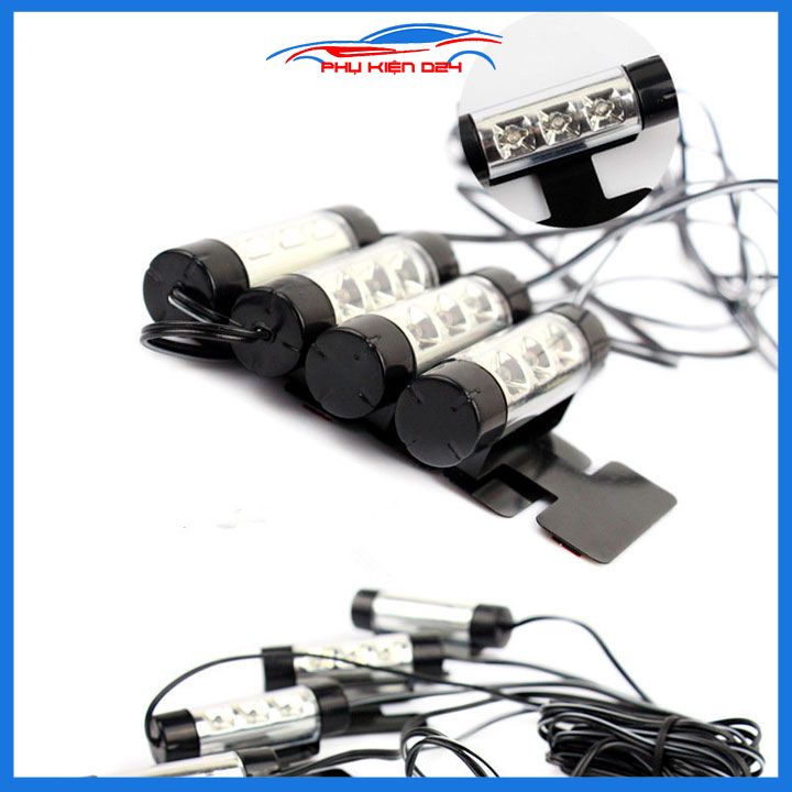 Bộ 4 bóng đèn led trang trí nội thất ô tô màu xanh dương 12V