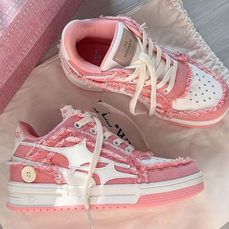 Giày bánh mì, giày trắng nữ, mềm mại và thoáng khí, giày vải thời trang, giày thể thao thông thường đế dày