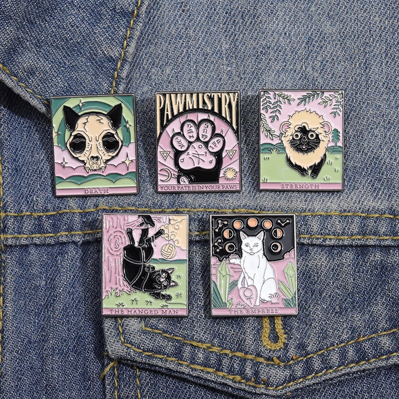 Huy Hiệu Cài Áo Hình Mèo Bằng Hợp Kim Tráng Men Phong Cách Punk
