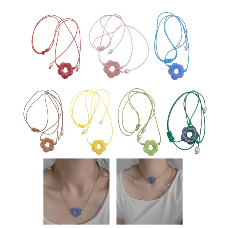 King acrylic hoa mặt dây chuyền vòng cổ ngọt ngào mát mẻ có thể điều chỉnh dây vòng cổ mùa hè choker đồ trang sức xương đòn chuỗi cổ áo nec