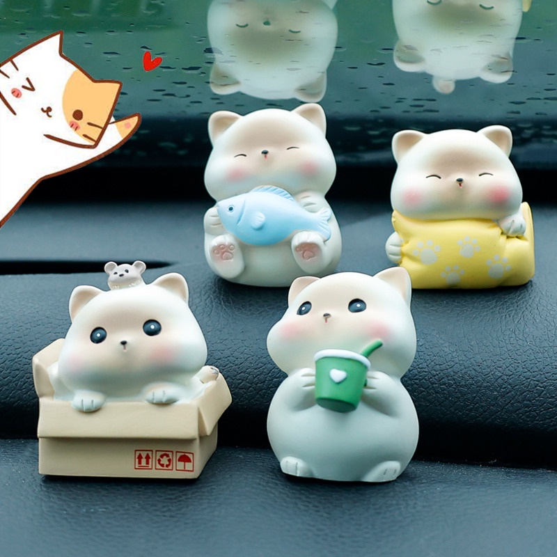 Car center console đồ trang trí / đồ trang trí cho mèo mini dễ thương tự dính / đồ trang trí xe nữ thần sáng tạo / đồ trang trí để bàn kawaii cat pig để trang trí cảnh quan vi mô
