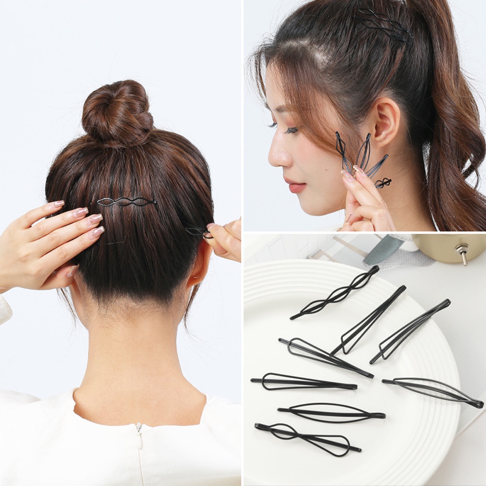 Kẹp tóc hình học màu đen kim loại / bobby pins girls kẹp tóc bị hỏng vô hình / mũ nón hình thoi phụ kiện tạo kiểu tóc thời trang / kẹp tóc sóng đơn giản hàn quốc bb barrette