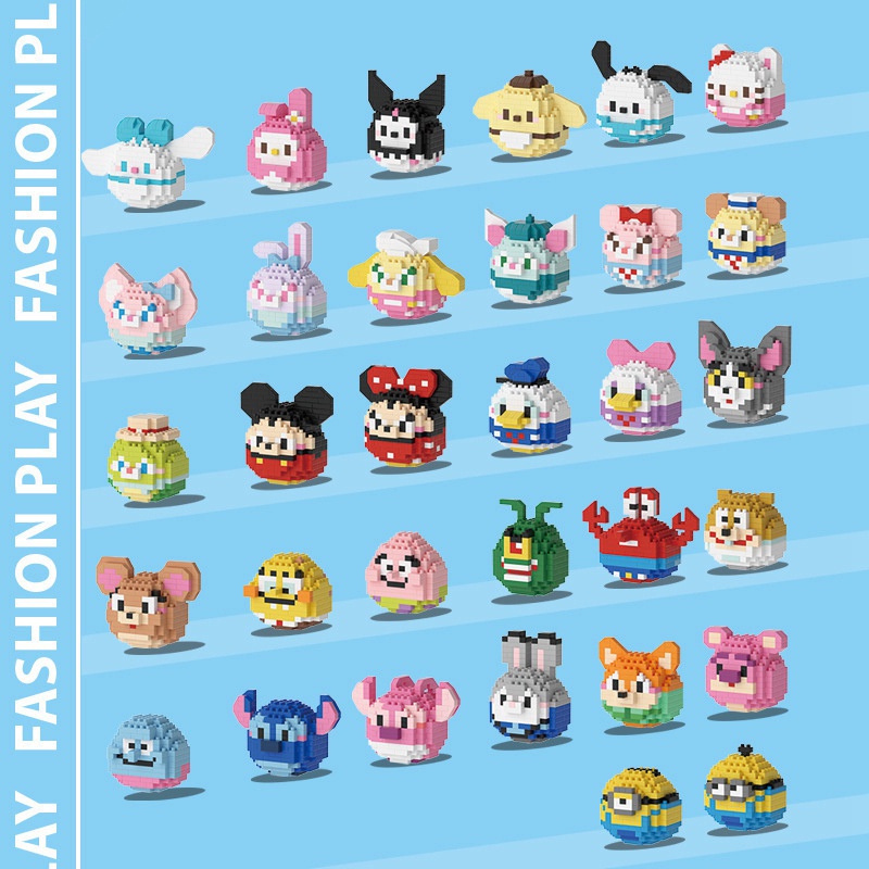 Khối xây dựng dễ thương khối nano phim hoạt hình búp bê khối xây dựng đồ chơi giáo dục trẻ em quà tặng sinh nhật