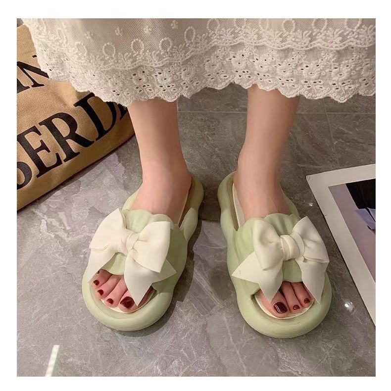 Dép Sandal Đế Dày Quai Nơ Dễ Thương Thời Trang Mùa Hè Cho Nữ