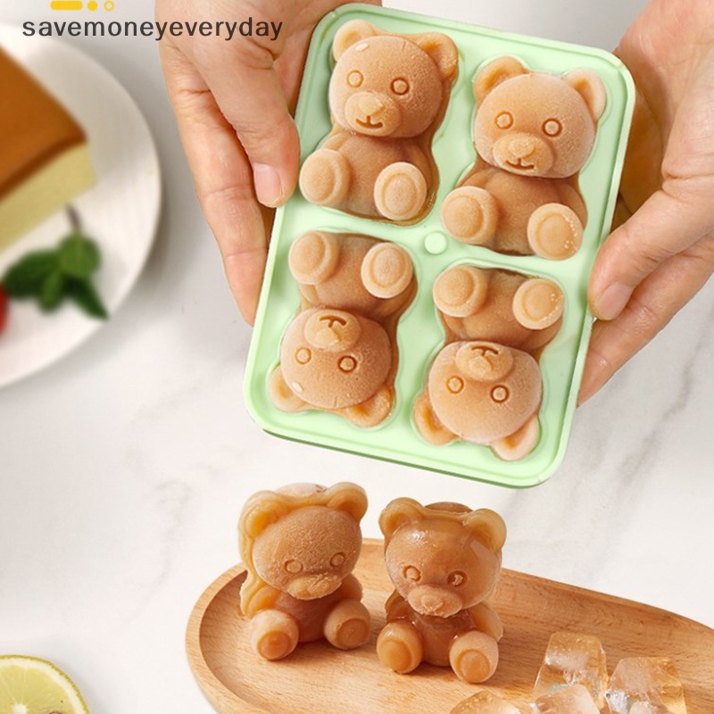 Khuôn làm đá hình gấu dễ thương chống bắn tung tóe và dễ rơi ra cho tủ lạnh có hộp đựng khay làm đá hình gấu dễ thương boutique