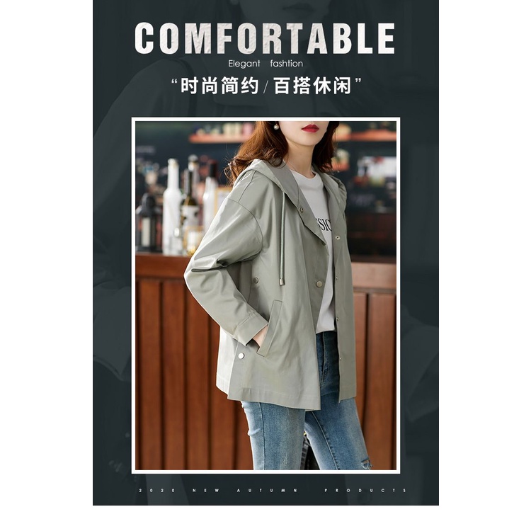 Áo Khoác Gió Ngắn Có Nón Thời Trang Mùa Xuân Mới 2023 Cho Nữ