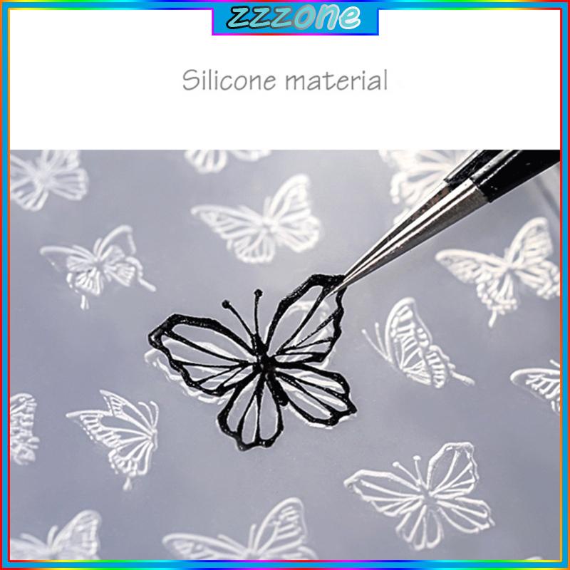 Zzz khuôn nghệ thuật móng tay uv epoxy resin keo silicone khuôn ba chiều bướm dập nổi nhãn dán trang trí nail jewel