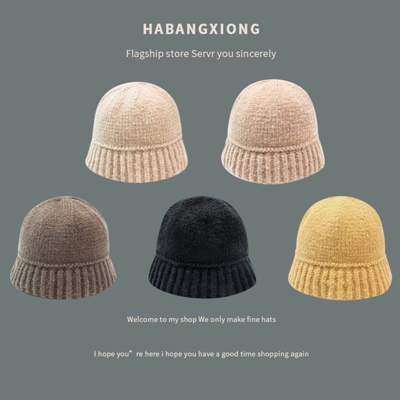 Thời trang bbyter mũ mùa đông cho phụ nữ dệt kim xô len mũ ấm dome panama đen trắng cổ điển mũ xô ngư dân