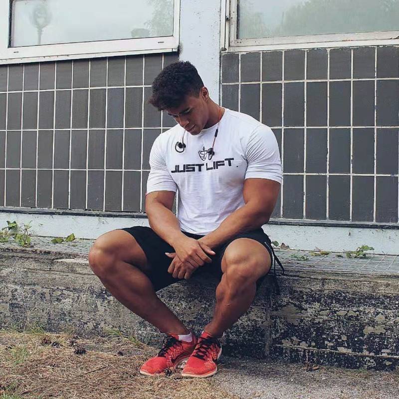 Cotton Sports T-shirt Men's Fitness Short Sleeve Large Size round Neck High Elastic Breathable Casual Top Half Sleeve New xtKZ