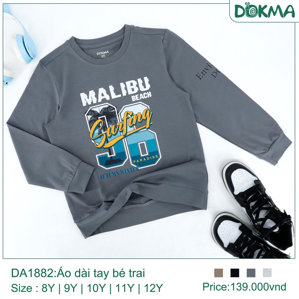 Áo Dài Tay Bé Trai In Hoạ Tiết, Bo Thời Trang Dokma Mã DA1882