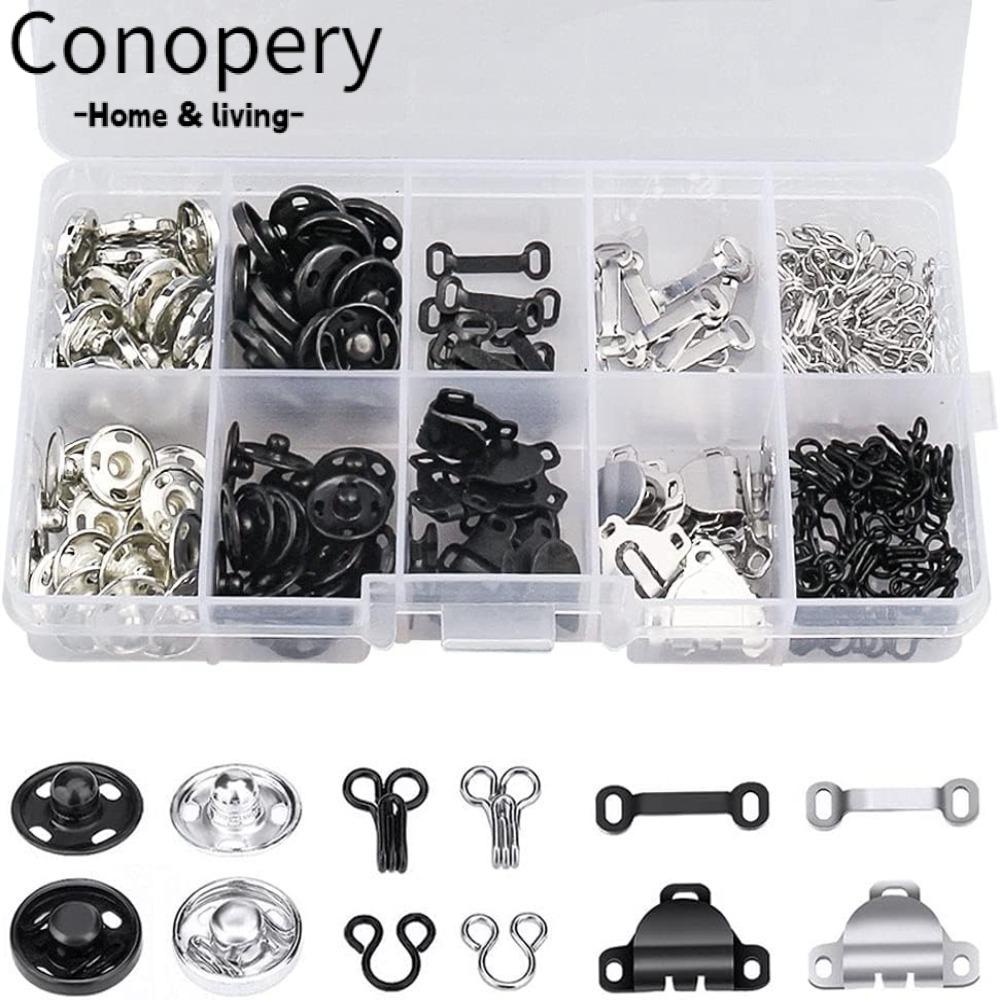 Conopery May mắt và móc, nút bấm kim loại 3 kiểu móc và may mắt, 100 đôi 2 màu áo ngực móc mắt