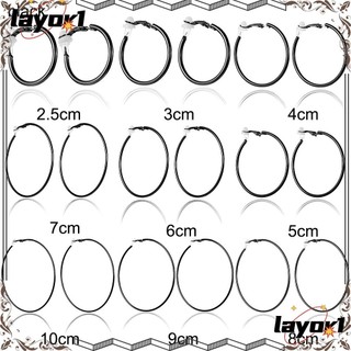 1 Đôi khuyên tai nữ kiểu tròn lớn màu vàng/bạc/đen không cần xỏ
