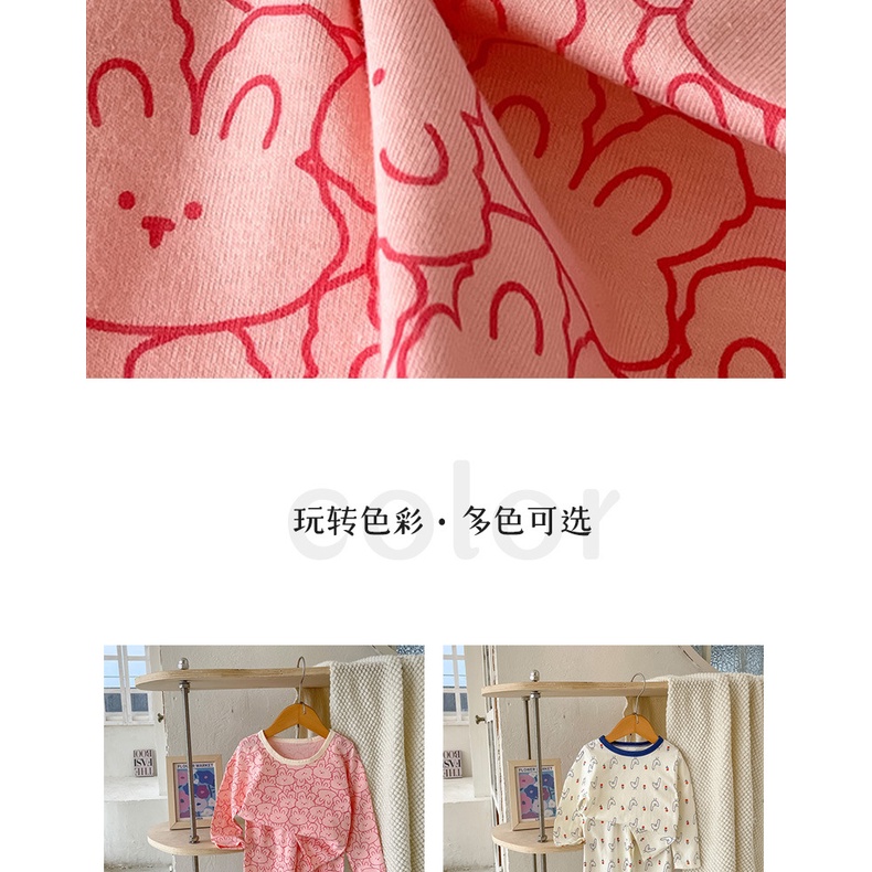 Bộ Đồ Ngủ Bằng Cotton Dài 80-150CM Thời Trang Xuân Thu Cho Bé Trai / Gái