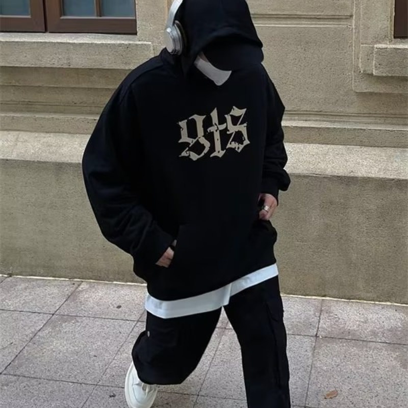 Áo Hoodie Dáng Rộng In Chữ Thời Trang Đường Phố Mỹ Cá Tính Cho Nam