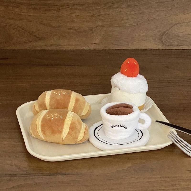 Đồ chơi cho chó squeaker trà chiều cà phê bánh mì kẹp tiếng chó mèo đồ chơi mèo đồ chơi nhai xương gà