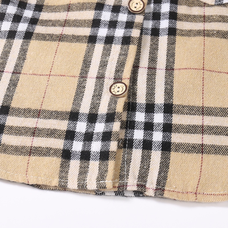 Ready stocks 2-8y trẻ em áo sơ mi kẻ sọc kiểm tra polo cotton dài tay thời trang hàn quốc áo sơ mi mùa xuân cho bé trai và bé gái