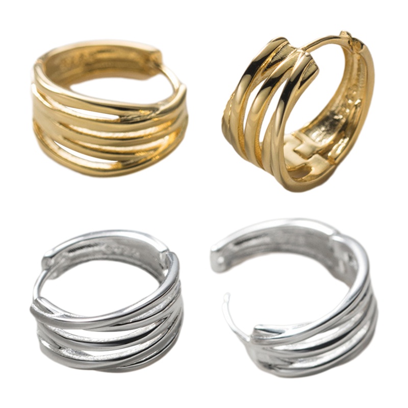 Khuyên Tai Hình Chữ Thập Quấn Chéo Nhiều Lớp