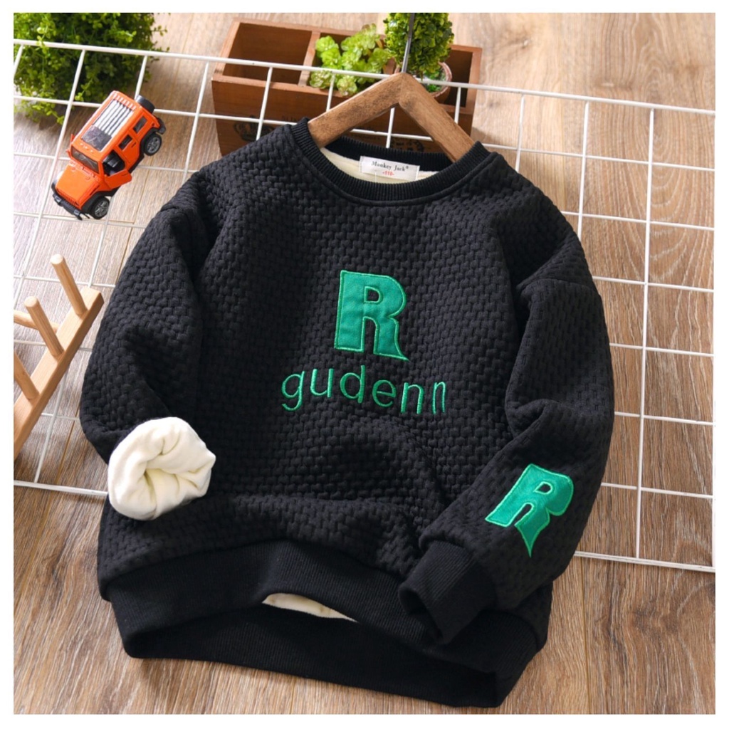 Áo len lông cừu bé trai mùa thu và mùa đông 2030 thêu mới phiên bản hàn quốc của áo len trẻ em one-piece dày dặn của trẻ em