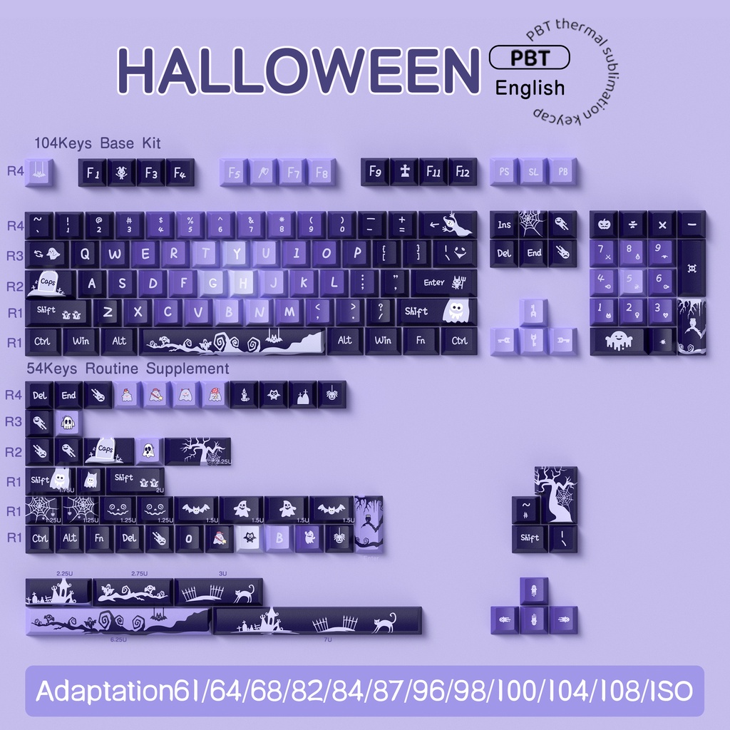 Halloween keycaps cherry profile keycap hoạt hình được cá nhân hóa cho bàn phím cơ với nắp phím 7u và iso