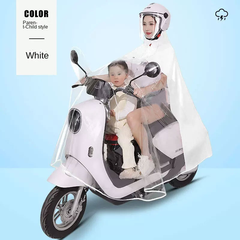 Áo khoác xe máy 2023 pvc mới áo mưa cha mẹ-con xe điện áo mưa xe máy dài đặc biệt chống mưa đôi đi xe poncho
