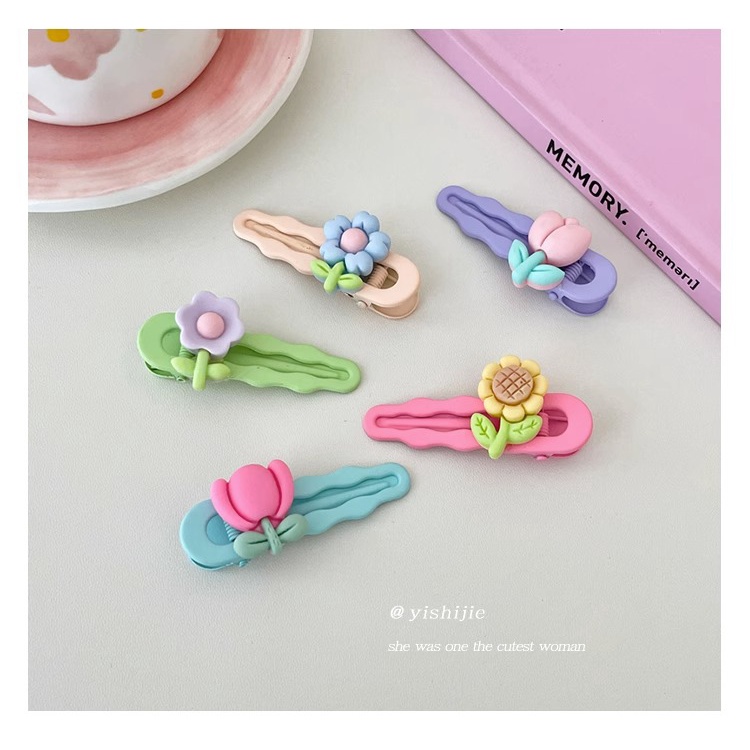 Kẹp Tóc Trang Trí Hoa Màu Kẹo Dễ Thương Dùng Làm Quà Tặng Sinh Nhật