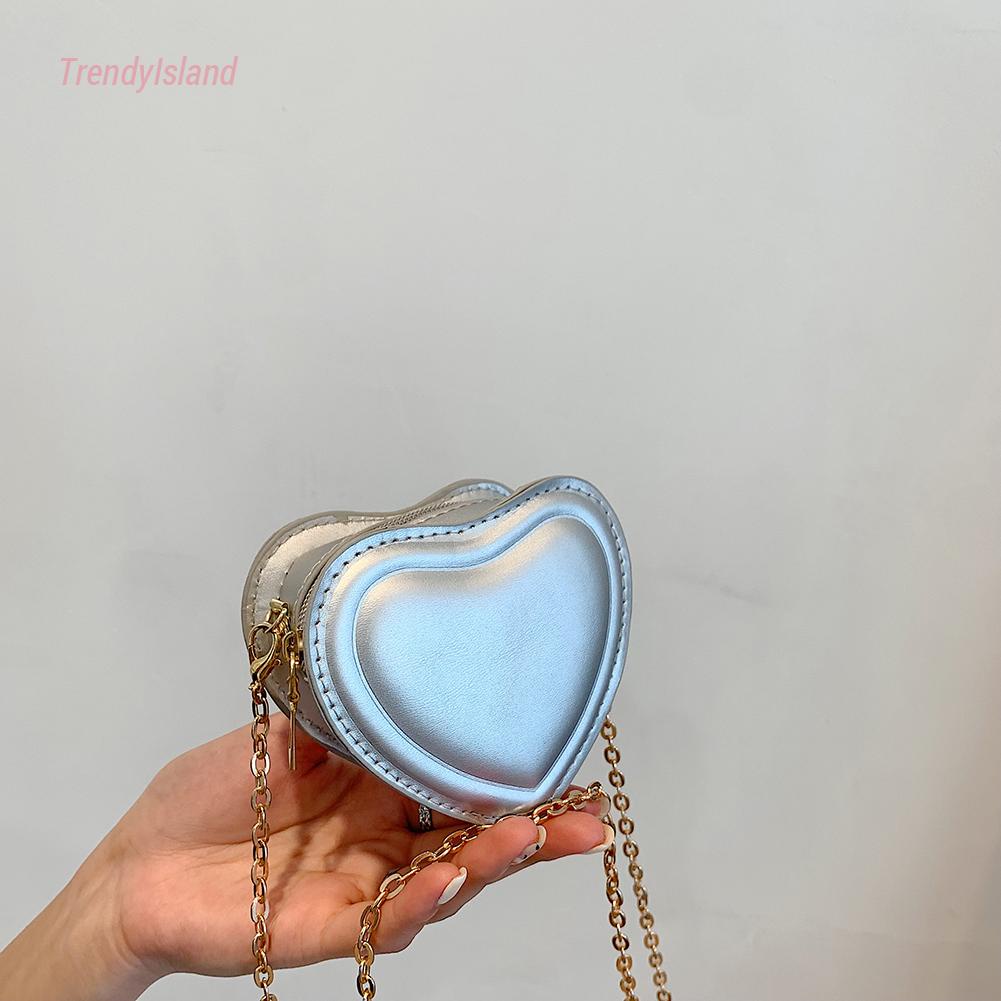 Túi đeo chéo mini mới dành cho nữ cô gái dây chuyền da trái tim túi xách