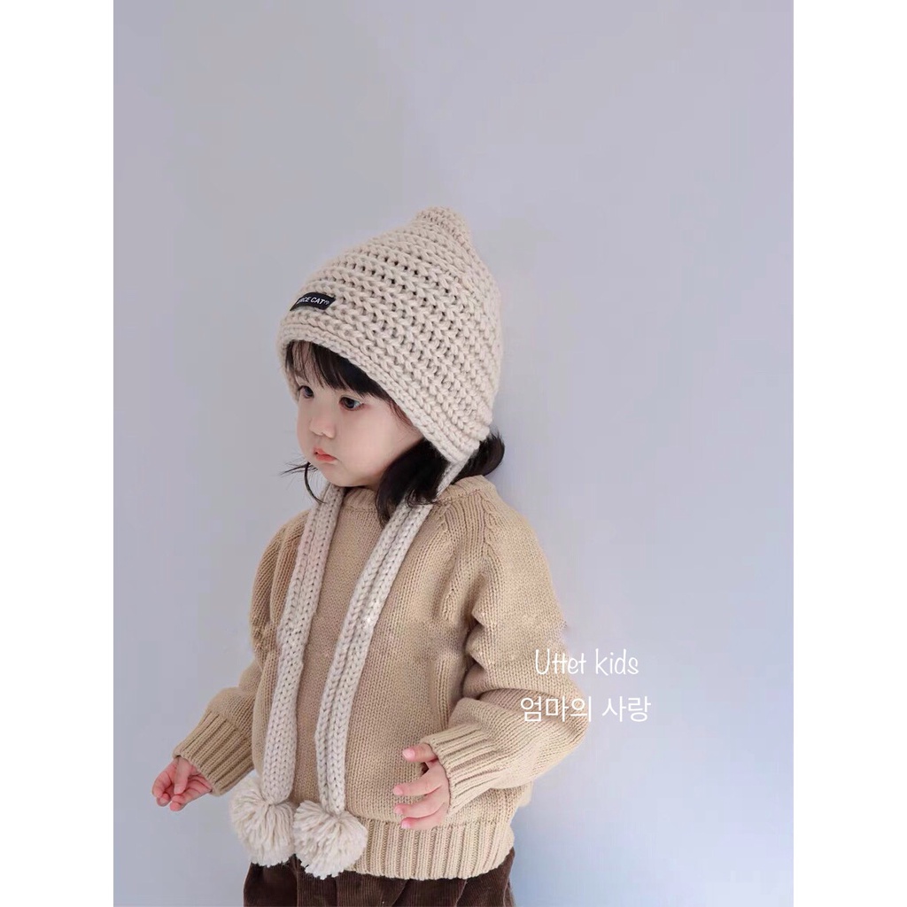 MŨ LEN VÀNH 52CM PHONG CÁCH HÀN QUỐC CHO BÉ GÁI VÀ BÉ TRAI